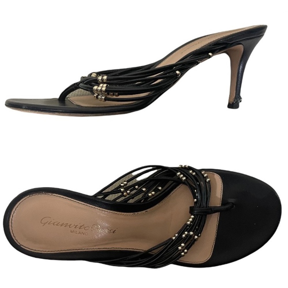 Gianvito Rossi 70mm Black Napa Thong Sandals/ 35.5